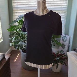 Chaps Laced Shoulder Short Sleeve Tee in Black